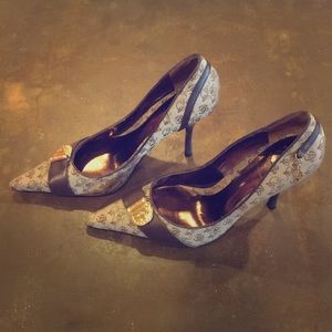 Baby Phat Brown and Gold Logo 3.5” Heels